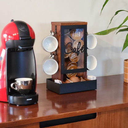 Porta Cápsulas de Café em Aço Marrom Geguton Mesa ou Parede