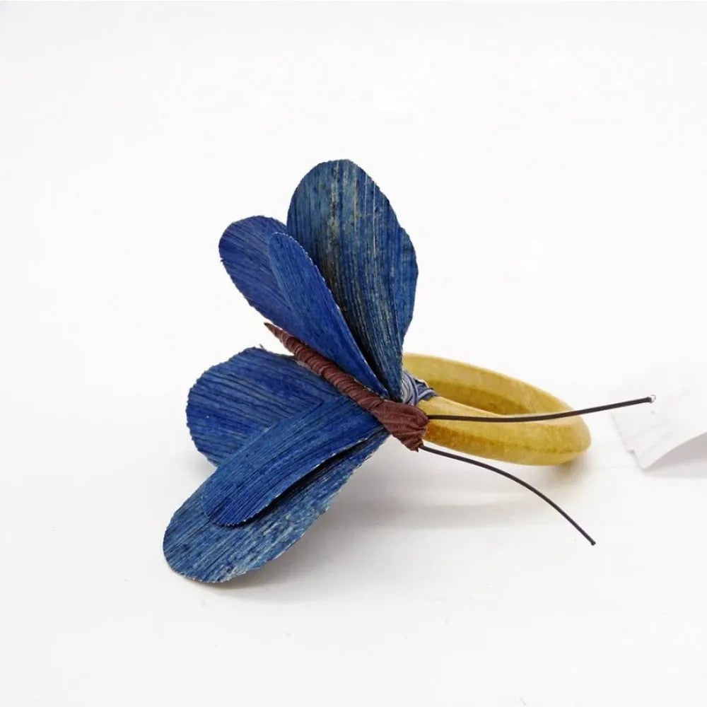 Porta Guardanapo Borboleta em Palha Azul 10,5cm Empório Daruma