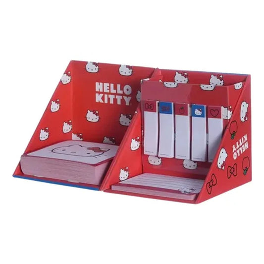 Porta Treco Cubo Hello Kitty Zona Criativa Organizador de Mesa com Bloco de Notas e Marcadores
