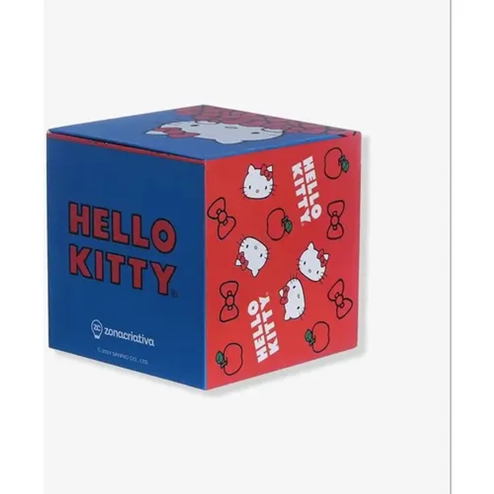 Porta Treco Cubo Hello Kitty Zona Criativa Organizador de Mesa com Bloco de Notas e Marcadores