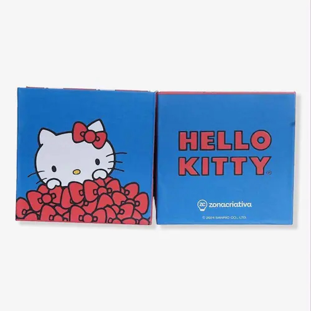 Porta Treco Cubo Hello Kitty Zona Criativa Organizador de Mesa com Bloco de Notas e Marcadores