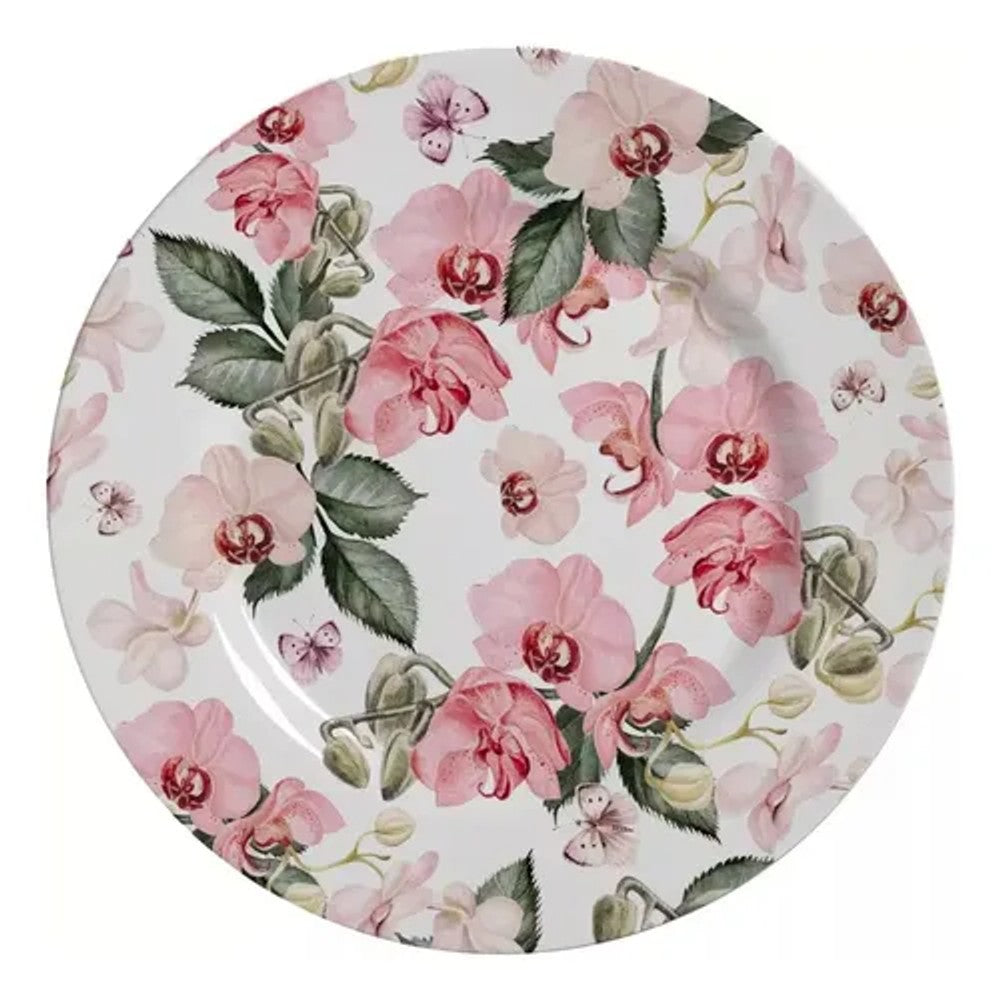 Prato Raso Alleanza Encanto 28,5cm Cerâmica Branco e Rosa