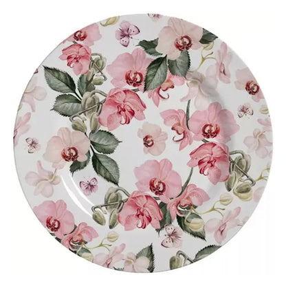 Prato Raso Alleanza Encanto 28,5cm Cerâmica Branco e Rosa