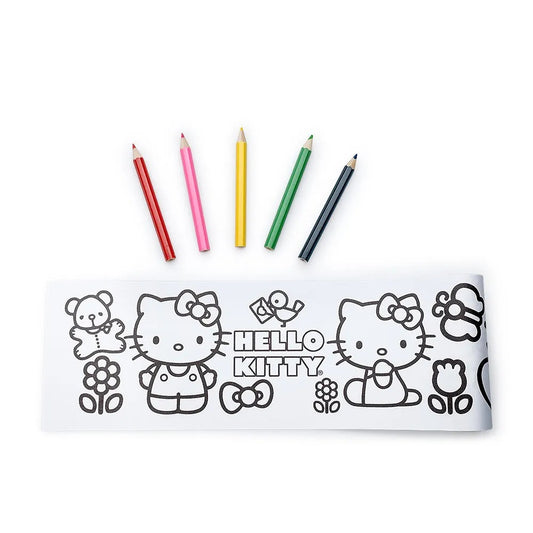 Rolinho Adesivo para Colorir Hello Kitty Leo&Leo com 5 Lápis de Cor