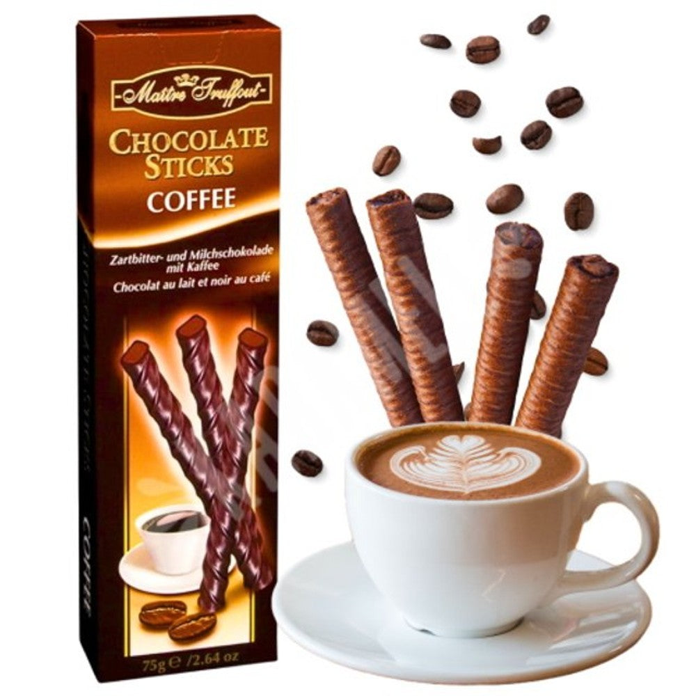 Sticks de Chocolate Amargo Maitre Truffout Sabor Café 75g