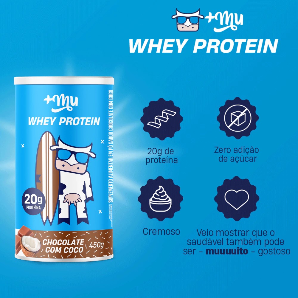 Suplemento Whey Protein Mais Mu Chocolate com Coco 450g