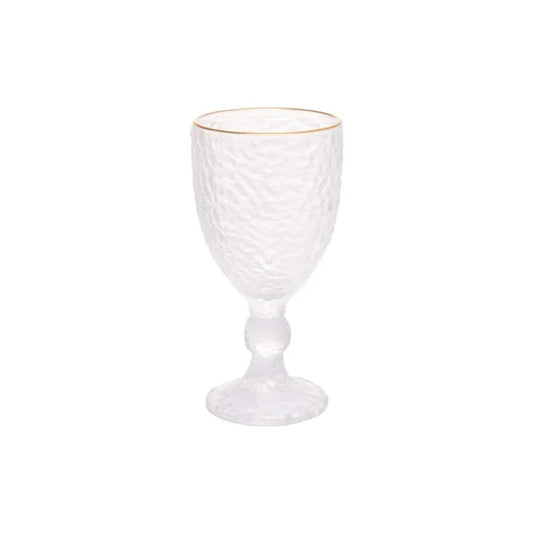 Taça de Água de Cristal Martelado Petra com Fio de Ouro 320ml Lyor