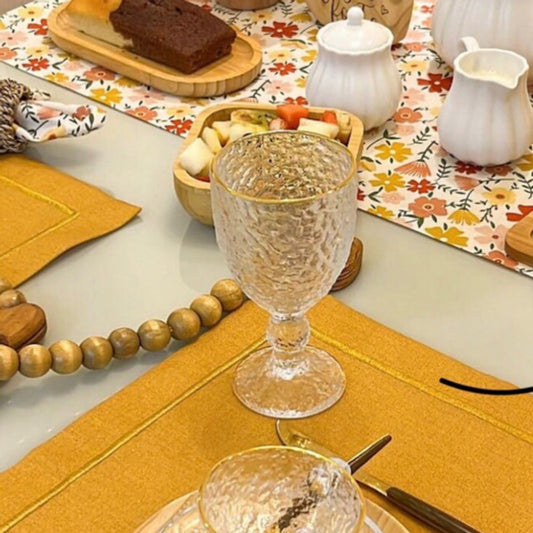 Taça de Água de Cristal Martelado Petra com Fio de Ouro 320ml Lyor
