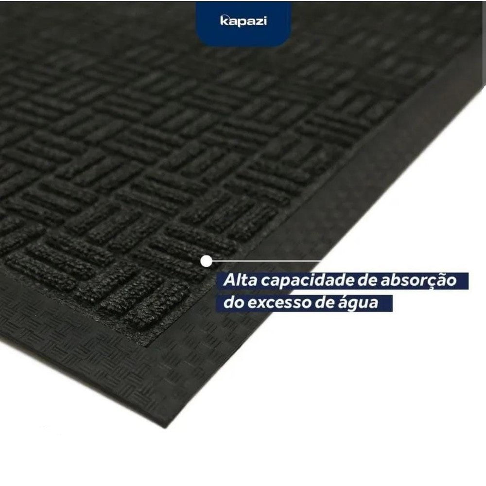 Tapete Capacho Kapazi Waterkap Preto Retenção de Umidade 60x90cm