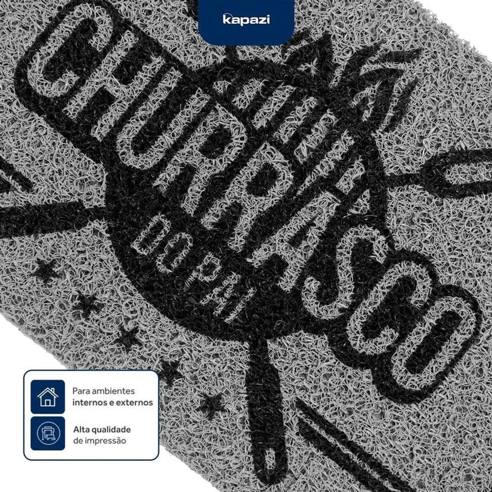 Tapete Capacho Vinil Kapazi Churrasqueira Cinza 40x75cm