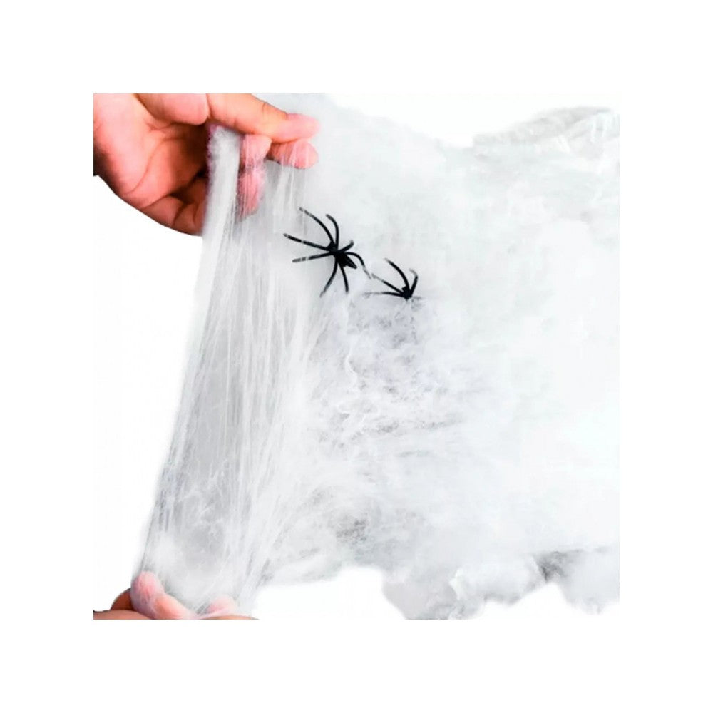 Teia de Aranha Artificial para Decoração de Halloween Silver Festas