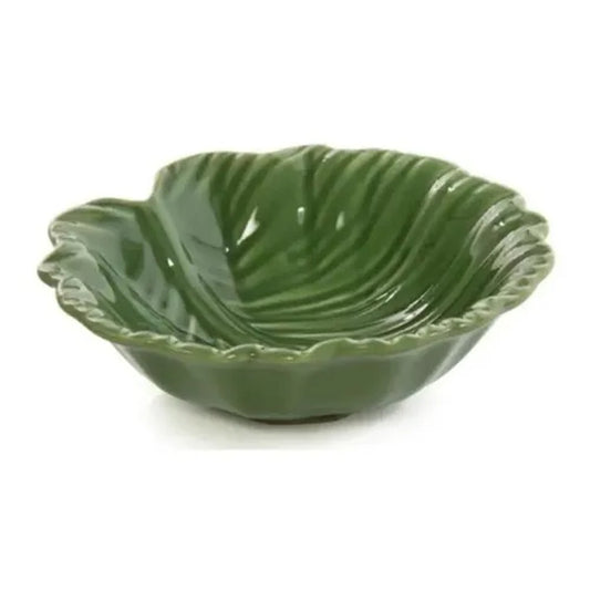 Tigela Grande Scalla Leaves Verde 2500ml em Cerâmica