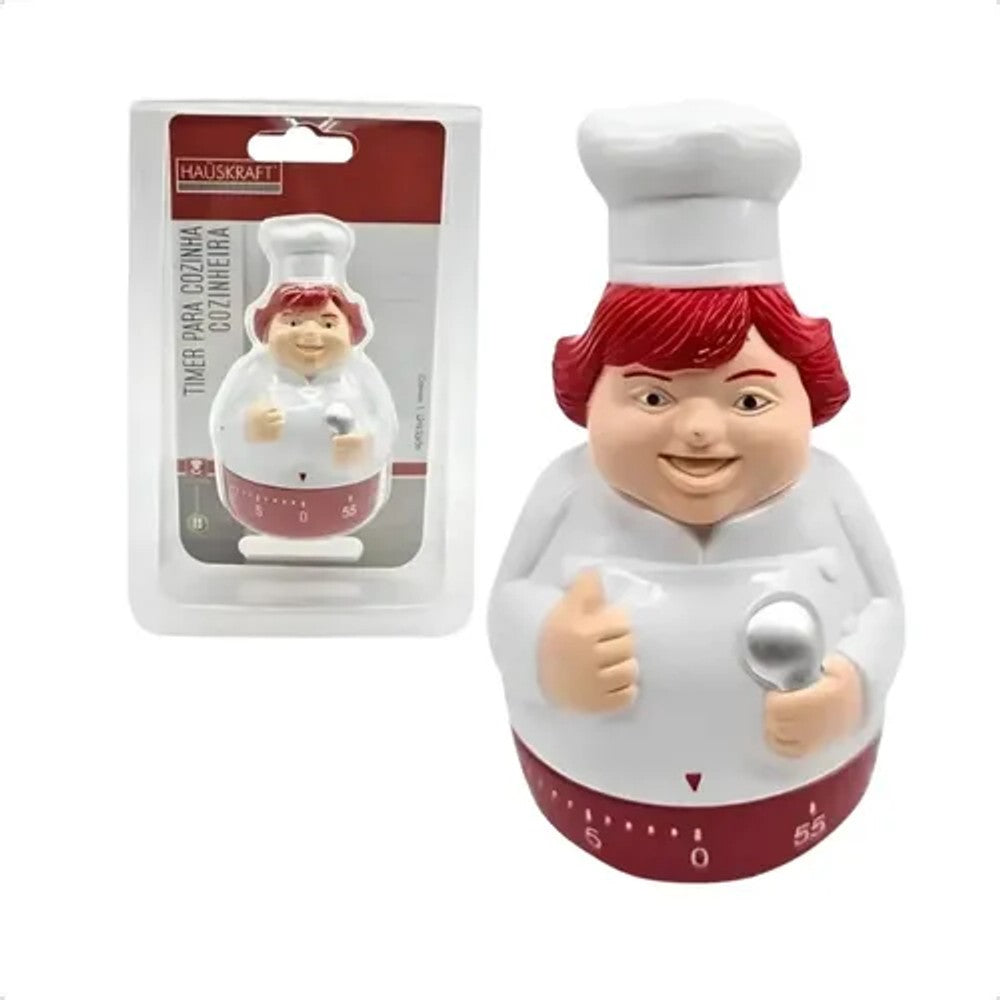Timer de Cozinha Mecânico Hauskraft 60 Minutos Formato Cozinheira