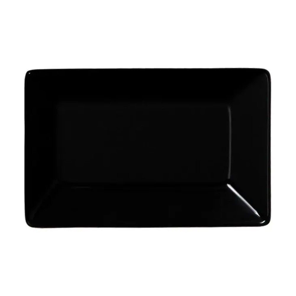 Travessa Oriental Retangular Scalla Cerâmica Preta 22x14,5cm