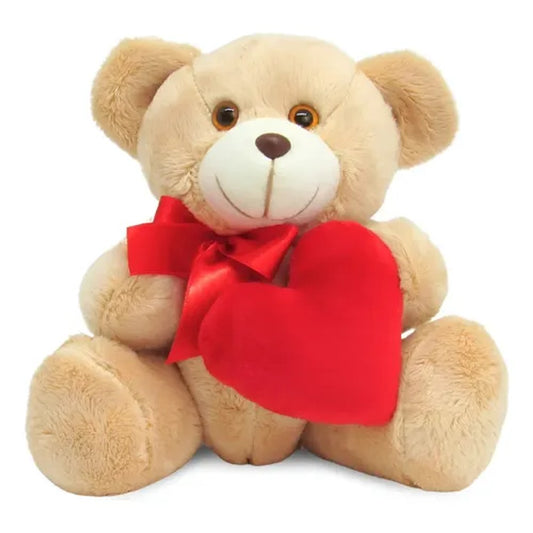 Urso de Pelúcia com Coração Sunn Toys 15cm Antialérgico