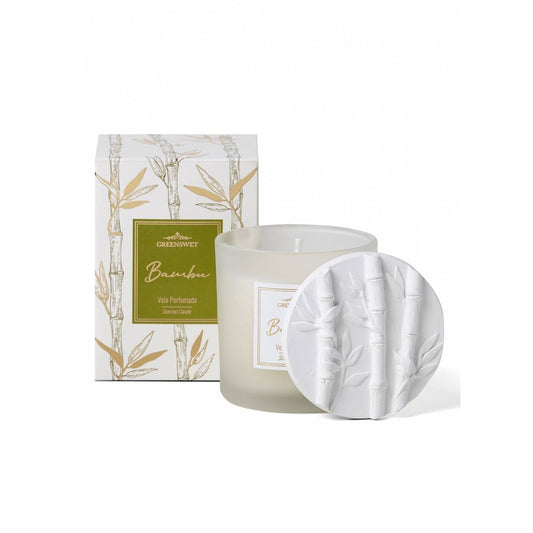 Vela Perfumada Greenswet Bambu 180g em Vidro com Tampa de Gesso