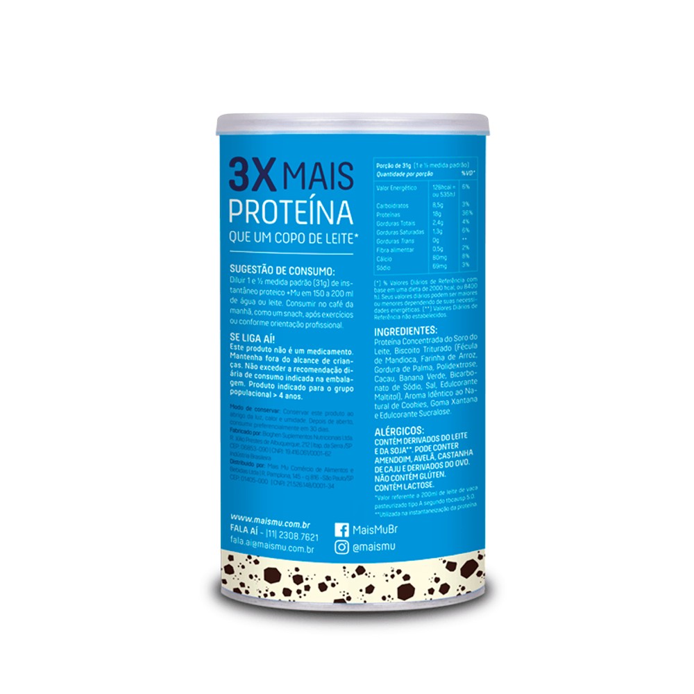 Whey Protein Concentrado Mais Mu Cookies and Cream 450g