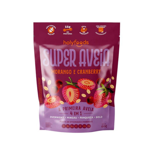 Super Aveia Morango com Cranberry 66g Holyfoods