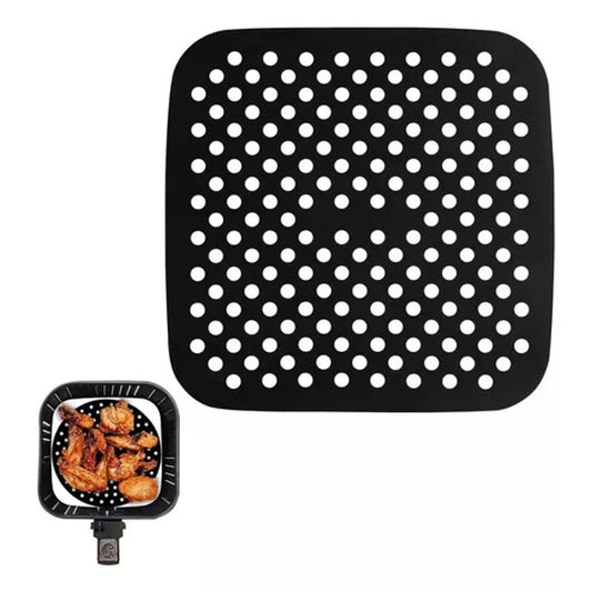 Tapete de Silicone Quadrado para Air Fryer Preto 19cm
