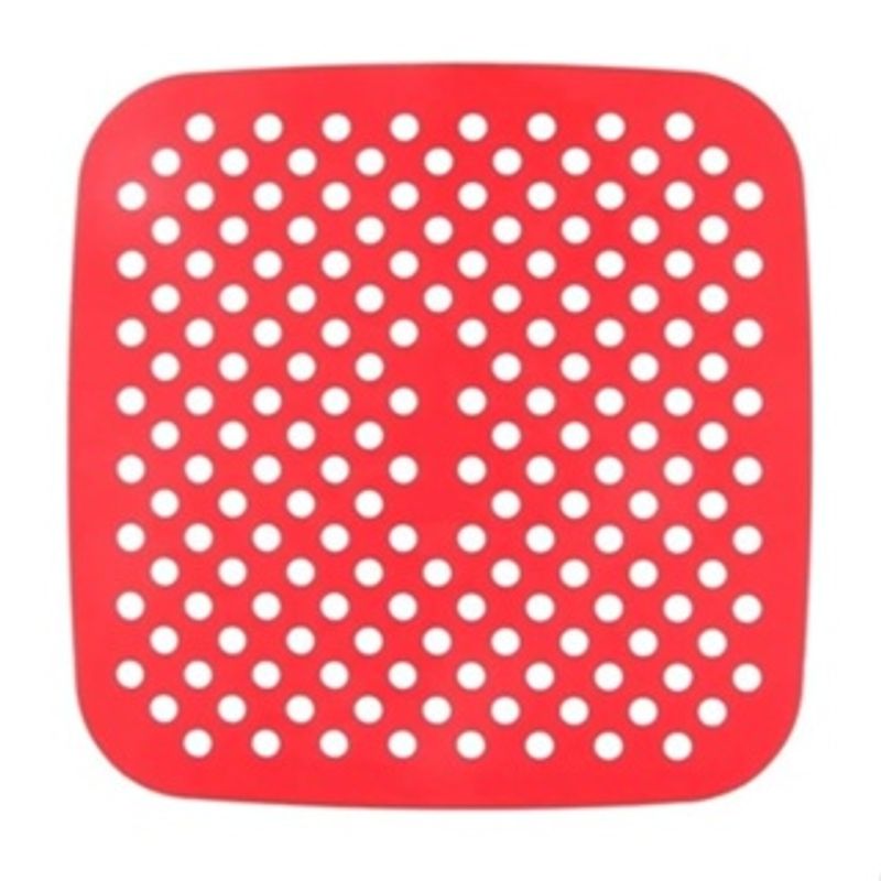Tapete de Silicone Quadrado para Air Fryer Vermelho 21x21x0,2cm