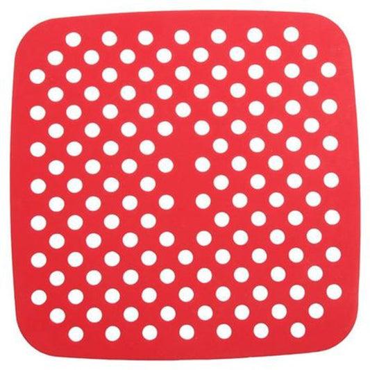 Tapete de Silicone Quadrado para Air Fryer Vermelho 29cm