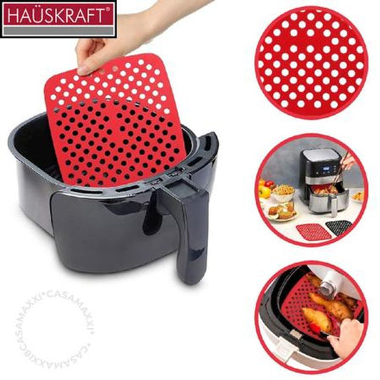 Tapete de Silicone Quadrado para Air Fryer Vermelho 29cm