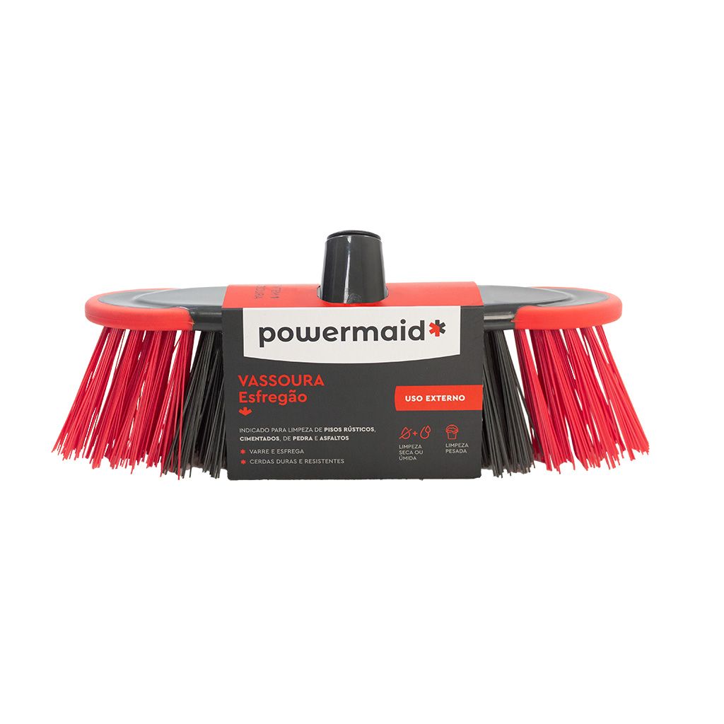 Vassoura Esfregão Vermelho com Cinza 26,5x5,5x11,5cm