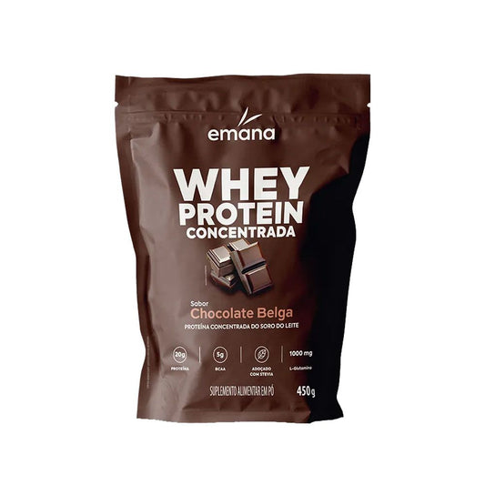 Whey Protein em Pó Sabor Chocolate Belga 450g Emana